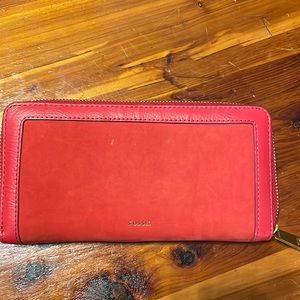 Red Fossil Wallet